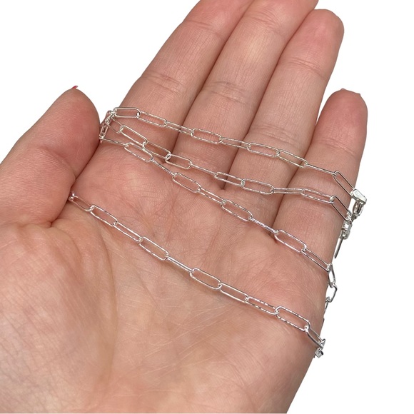18” Sterling Silver Paperclip Chain Link Necklace Solid 925 Italy Paper Clip - Picture 7 of 9